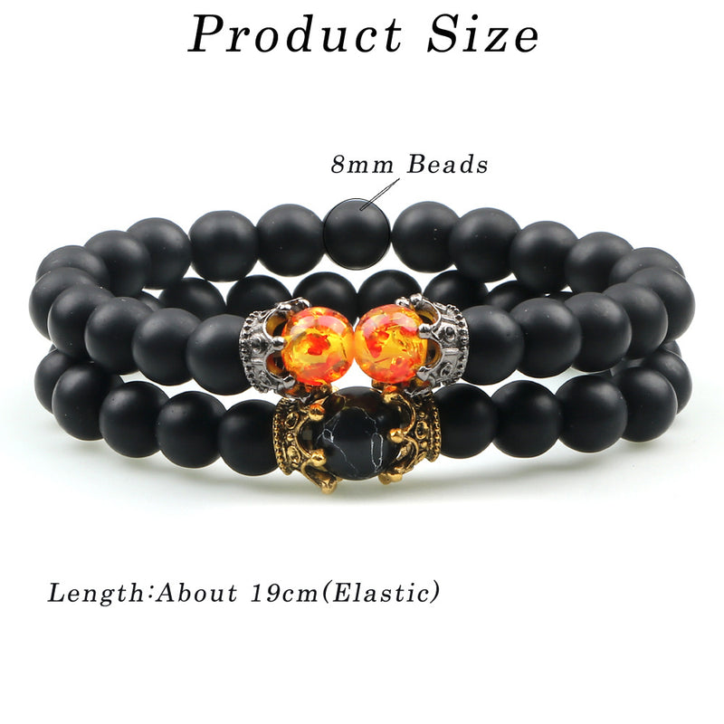 Scorched Legacy - Volcanic Stone Onyx Bead Bracelet