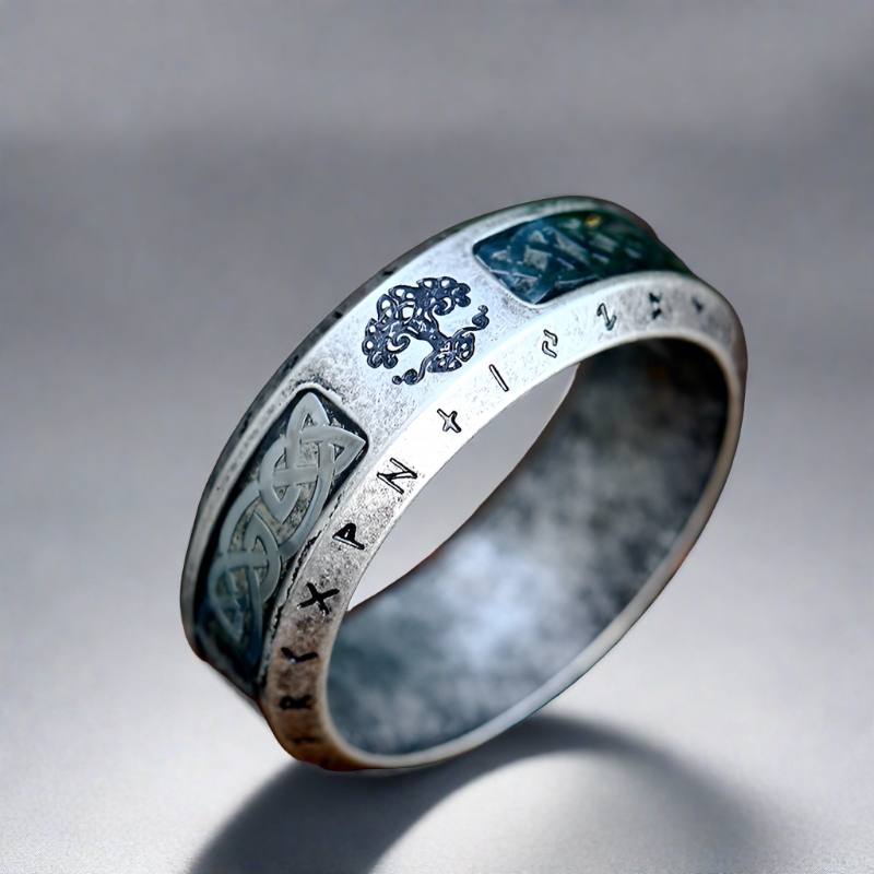 Blessing Of Yggdrasil - Titanium Steel Viking Rune Ring