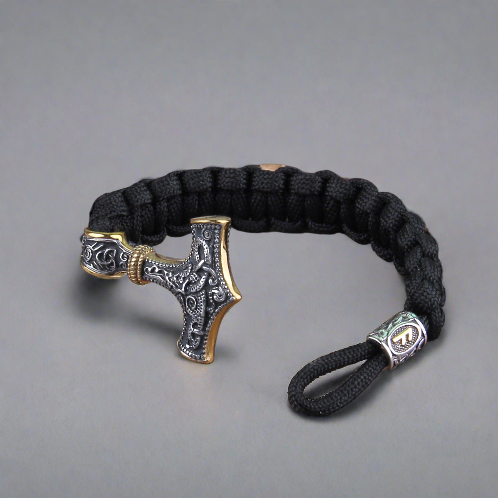 Mjolnir - Thor's Hammer - Bungee Cord Style Mjolnir Bracelet - Viking Trinkets