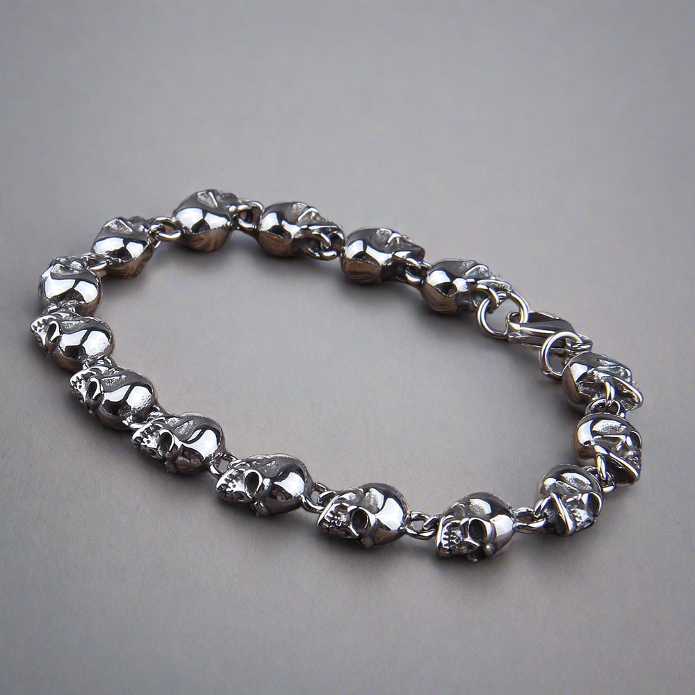 Skulls Of The Fallen - Stainless Steel Skull Bracelet - Viking Trinkets