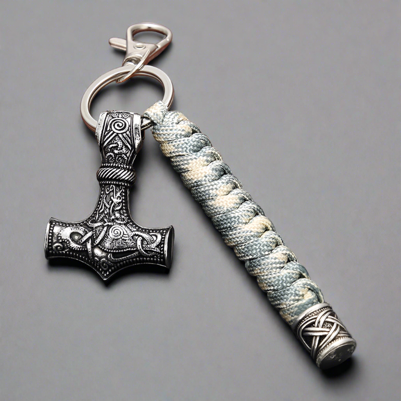 Hammer of Valhalla - Stainless Steel Mjolnir Keyring - Viking Trinkets