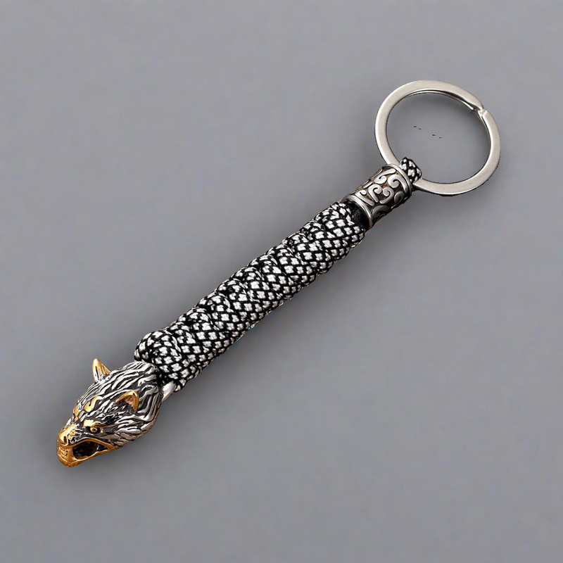Moon-Eater - Stainless Steel Wolf Head Keyring