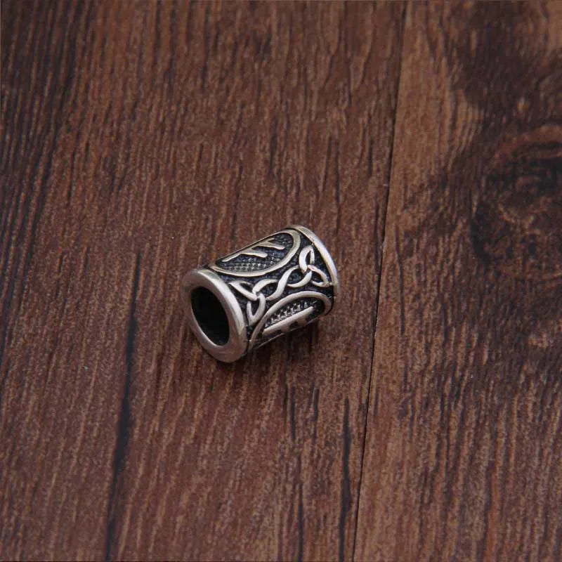 S925 Sterling Silver Viking Beard Beads - Handmade Elder Futhark Hair Beads