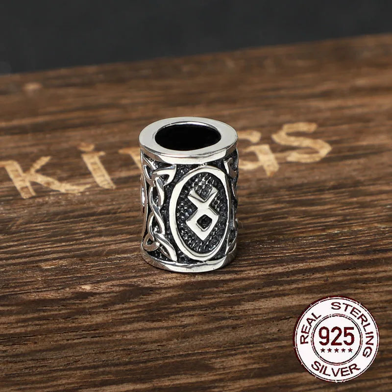 S925 Sterling Silver Viking Beard Beads - Handmade Elder Futhark Hair Beads