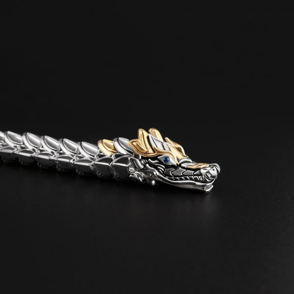 Níðhöggr (Nidhogg) The Malice Striker - Norse Dragon Sterling Silver Bracelet