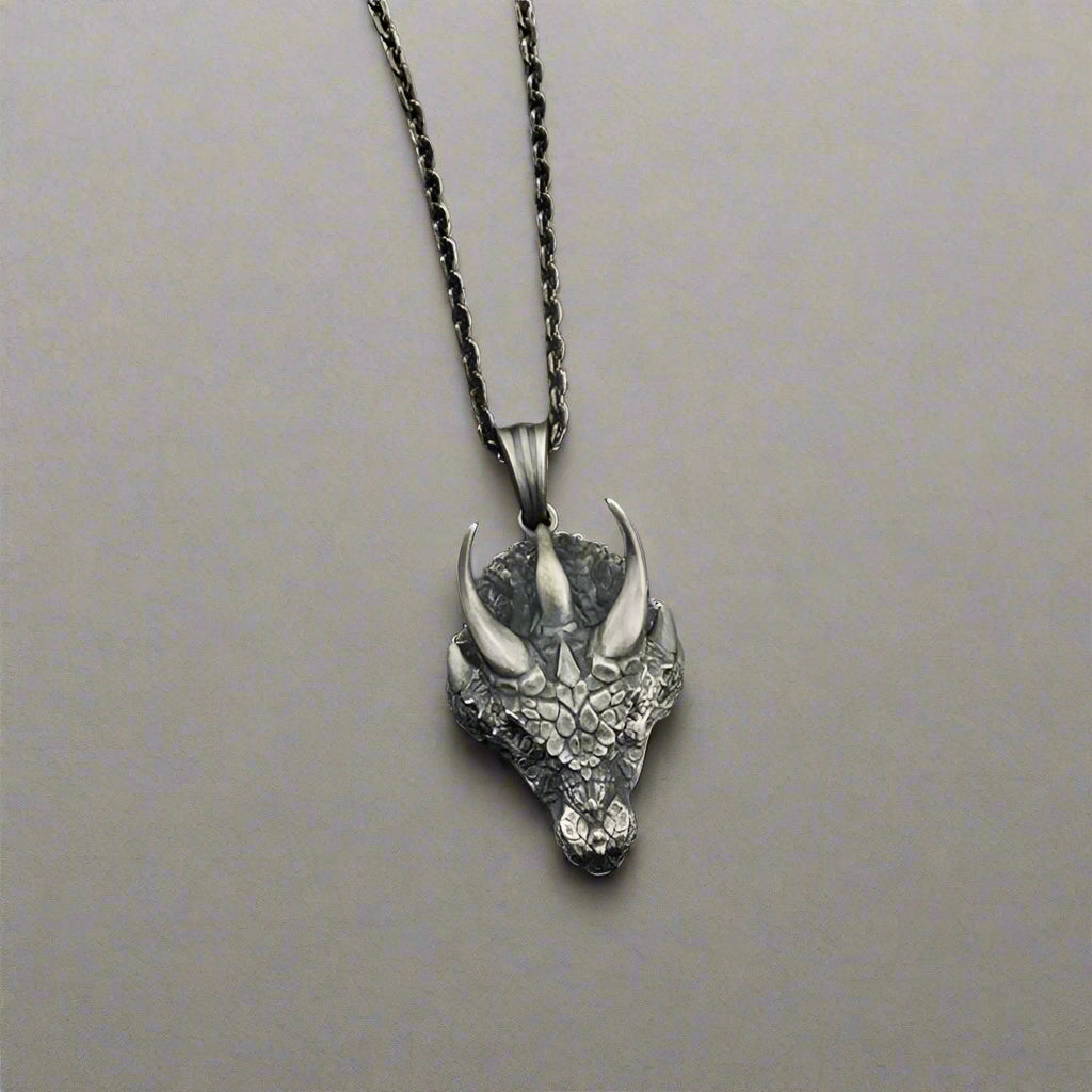 Nidhogg's Fury - Retro Viking Dragon Head Necklace