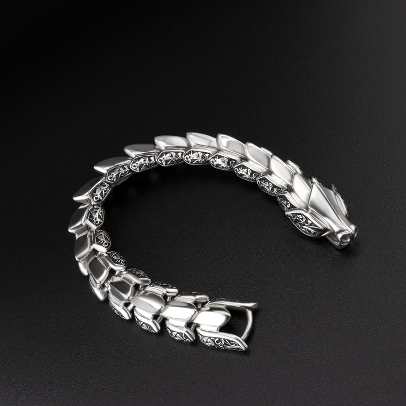 Jormungandr Midgard Serpent Sterling Silver Bracelet - Viking Jewelry