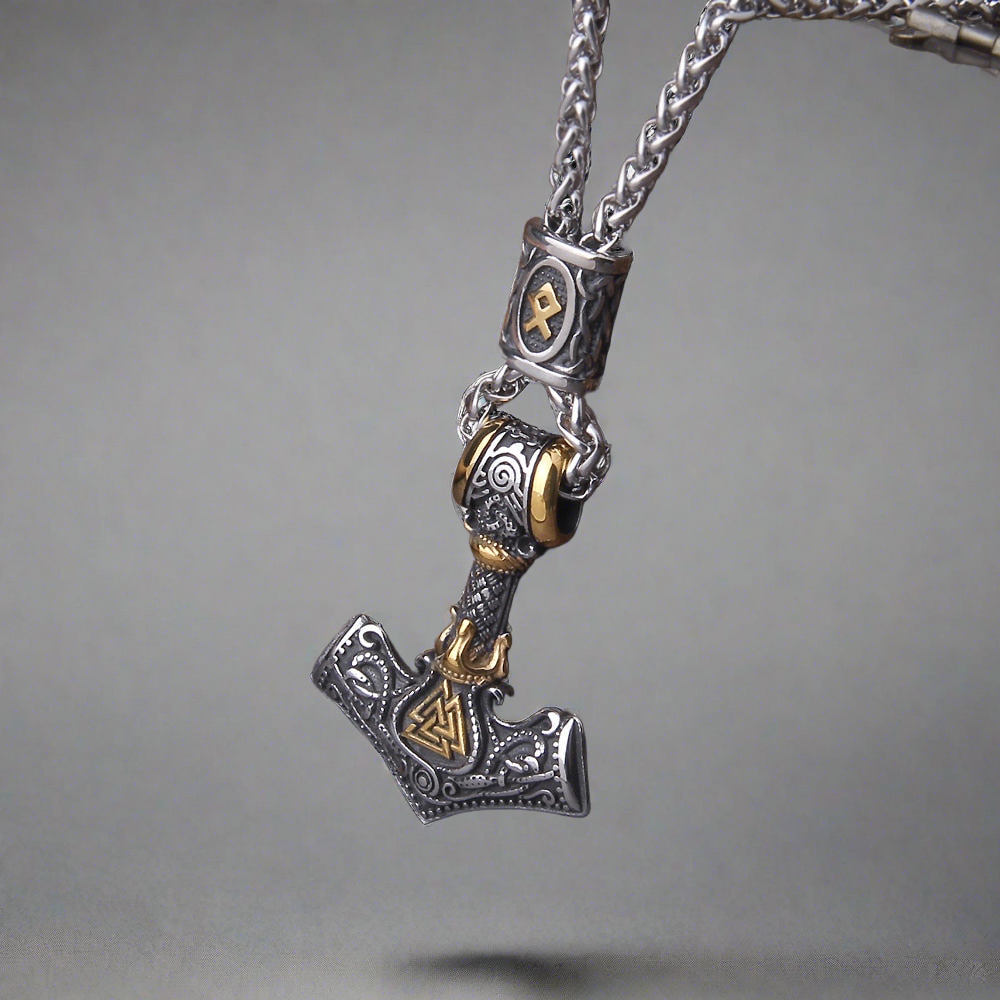 Wrathbringer - Stainless Steel Mjolnir Necklace - Viking Trinkets