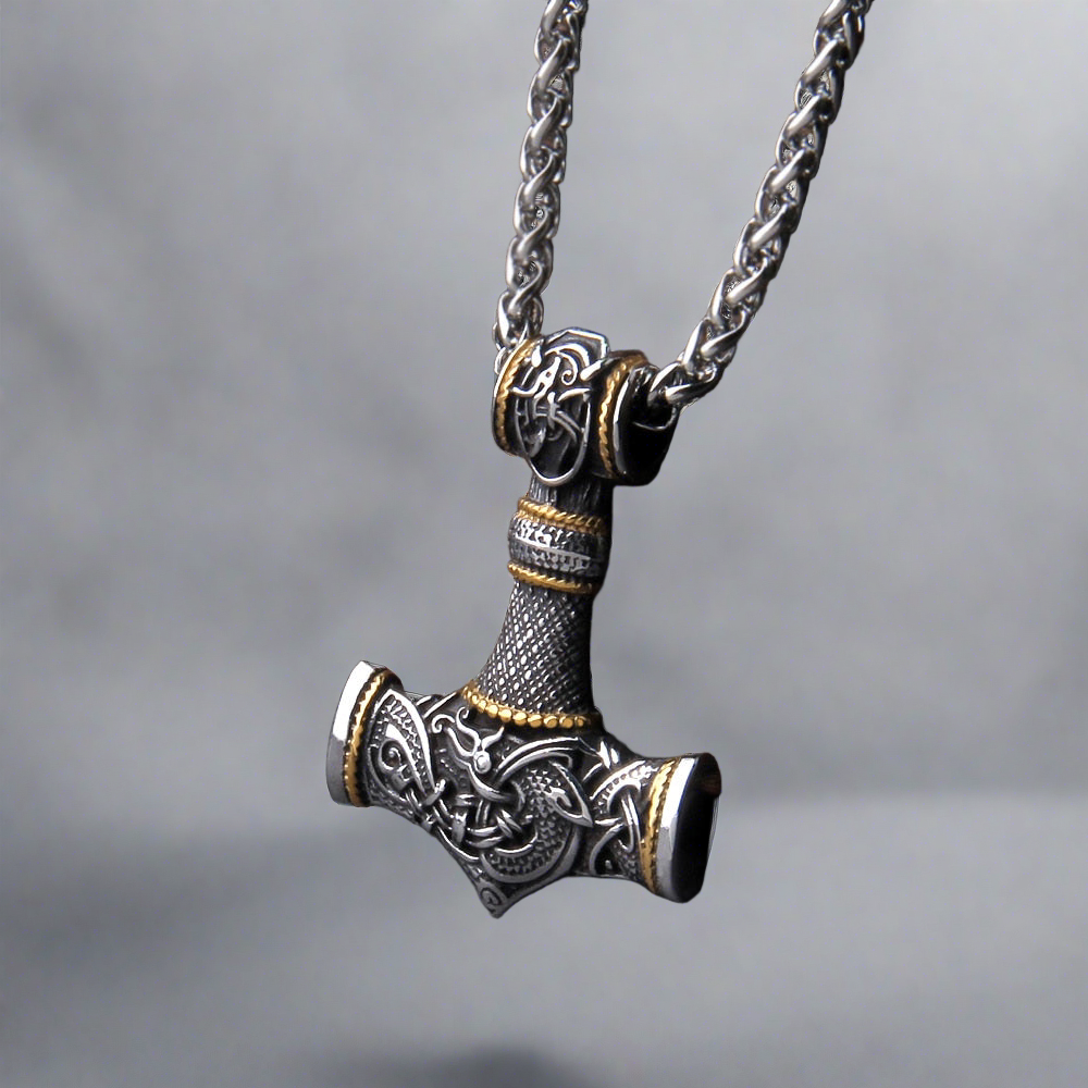 The Sky Splitter - Stainless Steel Mjolnir Necklace - Viking Trinkets