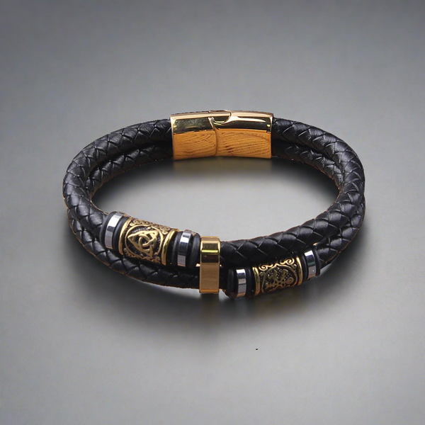 Gullinbursti's Hide - Leather And Stainless Steel Bracelet