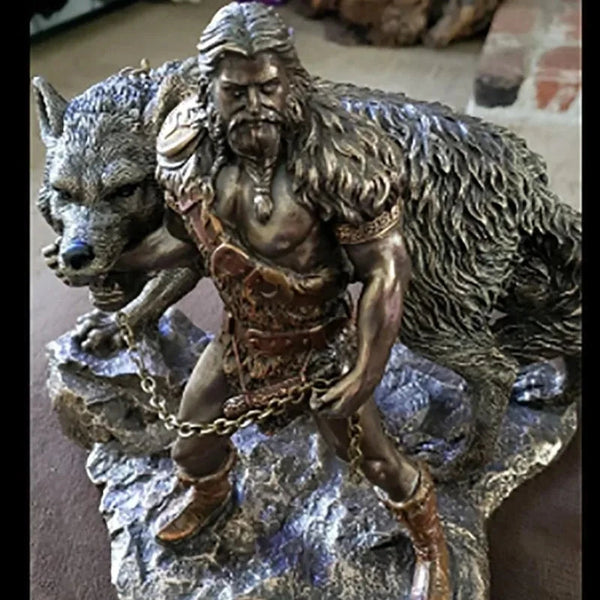 Heroic Sacrifice - Nordic Mythology Resin Statue Of Tyr and Fenrir