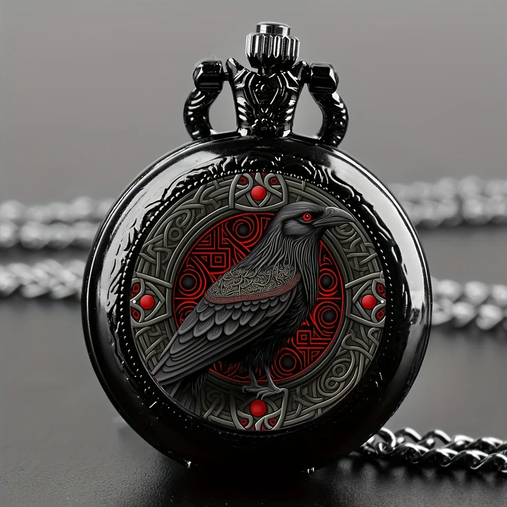 The All Seeing Raven – Quartz Movement Pocket Watch