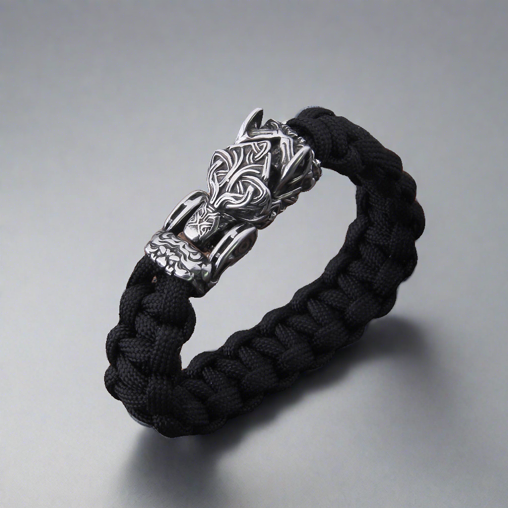 The Decimator - Bungee Cord Fenrir Head Bracelet - Viking Trinkets