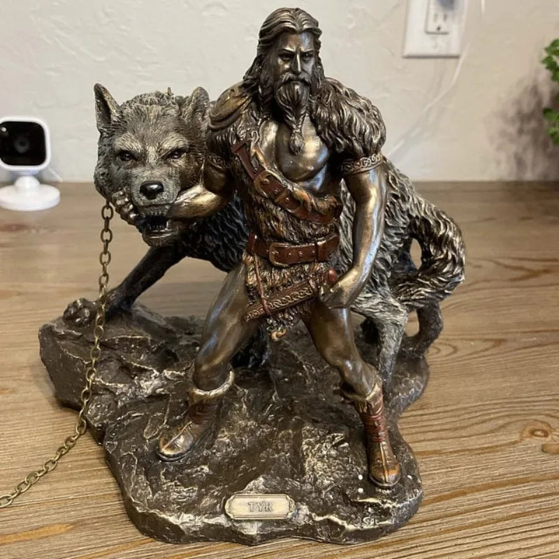 Heroic Sacrifice - Nordic Mythology Resin Statue Of Tyr and Fenrir