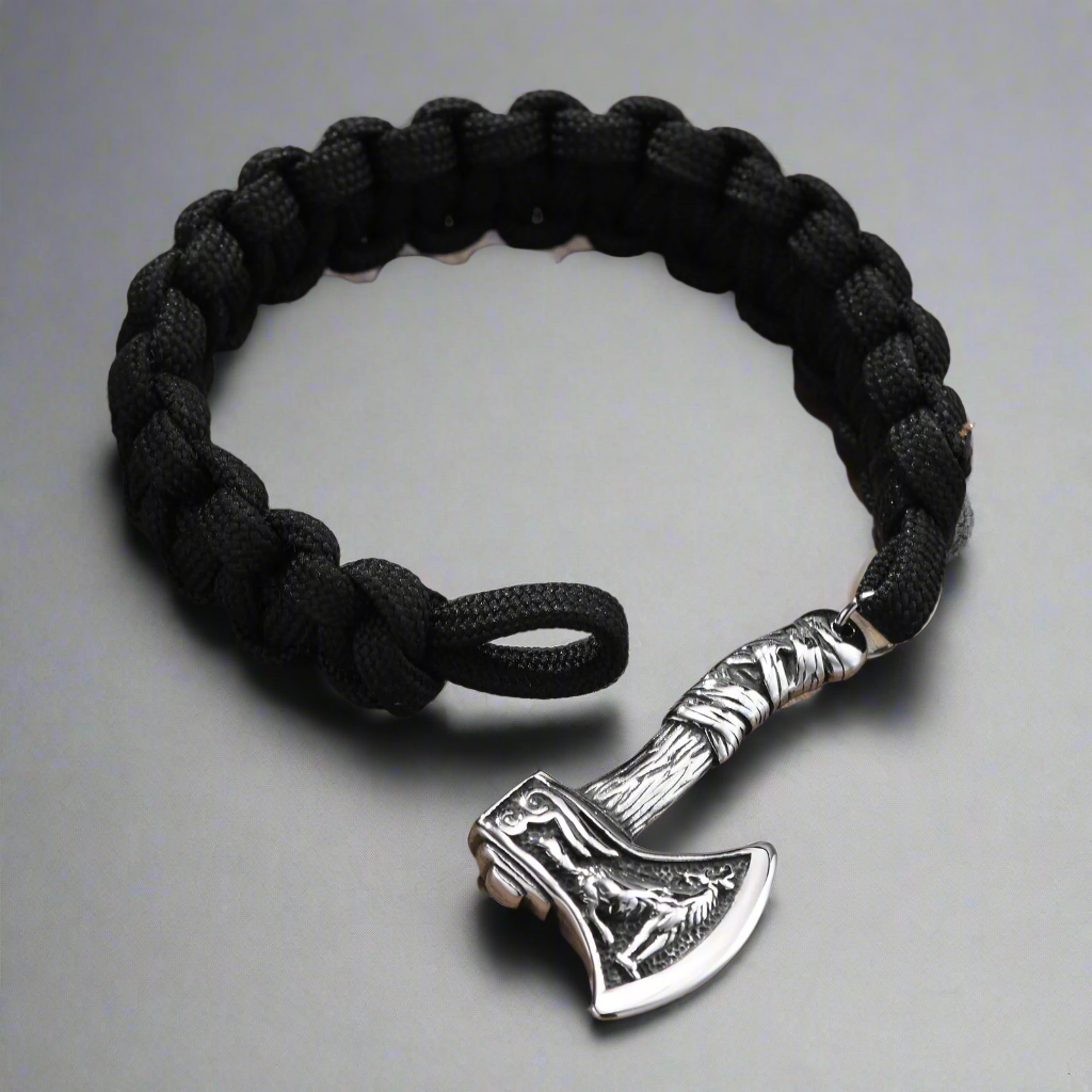 Jarnsaxa's Flesh Ripper - Stainless Steel Axe Paracord Bracelet