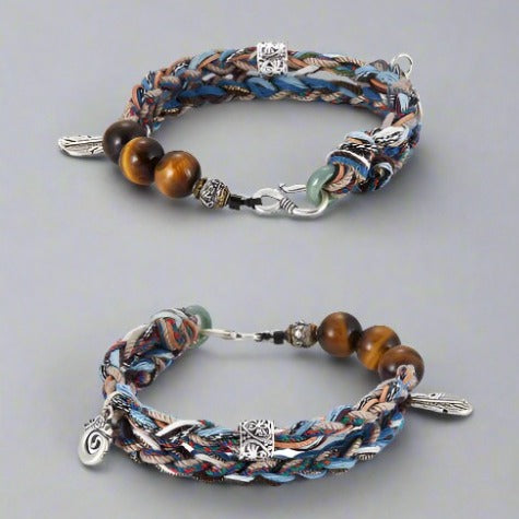 Threads Of Fate - Handwoven Bracelet With Sterling Silver Beads