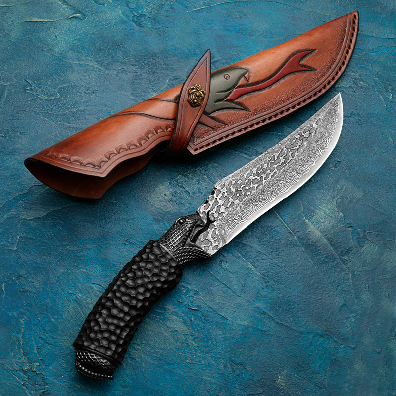 Serpent Slayer - Japanese Damascus Steel Hunting Knife