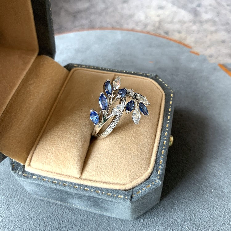 Eyes Of Freya - Sapphire And Moissanite Sterling Silver Ring