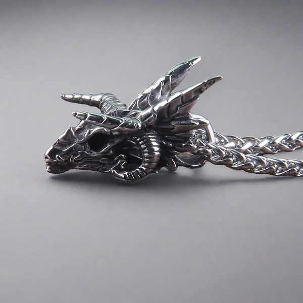 The Severed Head of Fáfnir - Stainless Steel Dragon Head Necklace