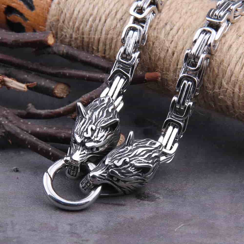 Gleipnir's Hold - Stainless Steel Fenrir Necklace - Viking Trinkets