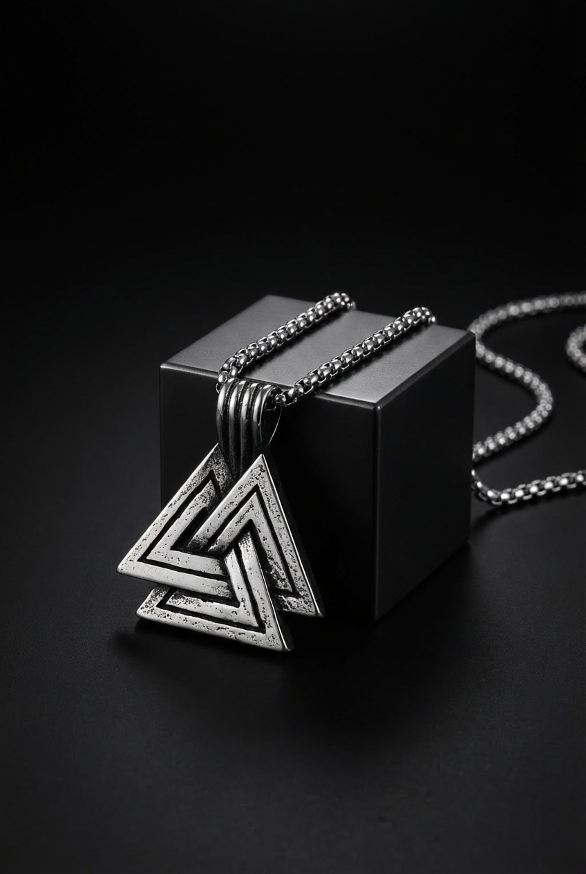 Life, Death and Fate -  Stainless Steel Valknut Necklace