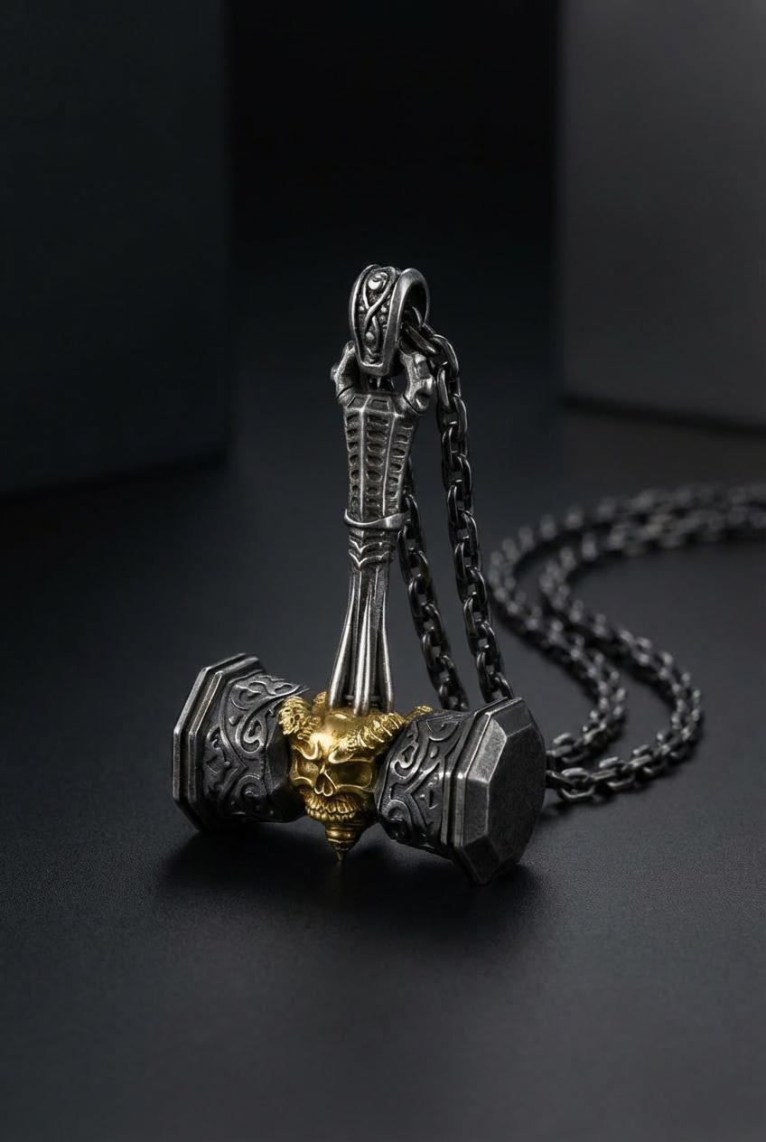 Skull Crusher - Skull Mjolnir Necklace