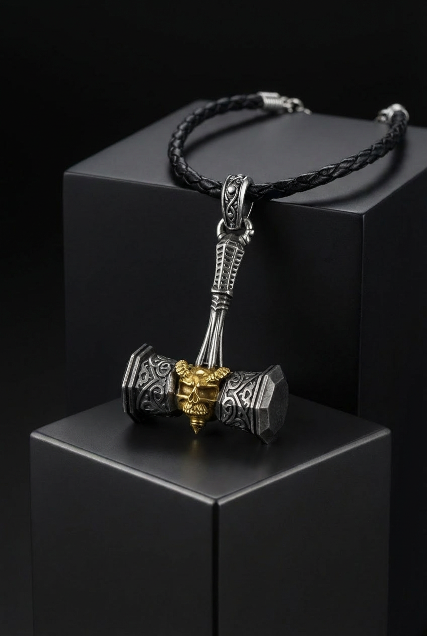 Skull Crusher - Skull Mjolnir Necklace
