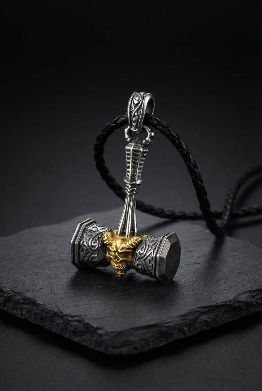 Skull Crusher - Skull Mjolnir Necklace