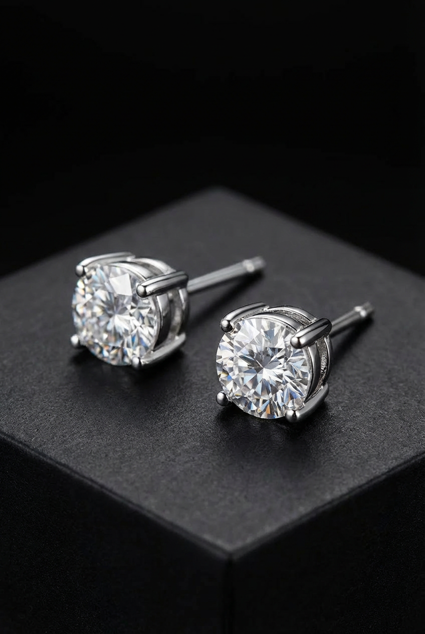 Freyja’s Tears - 925 Sterling Silver Moissanite Studs Earrings - Viking Trinkets