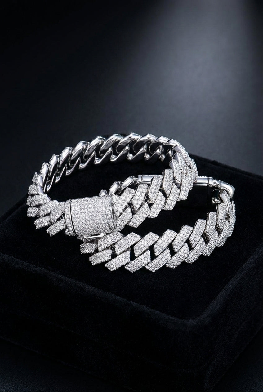 Aesir’s Might - White Moissanite Cuban Link Bracelet