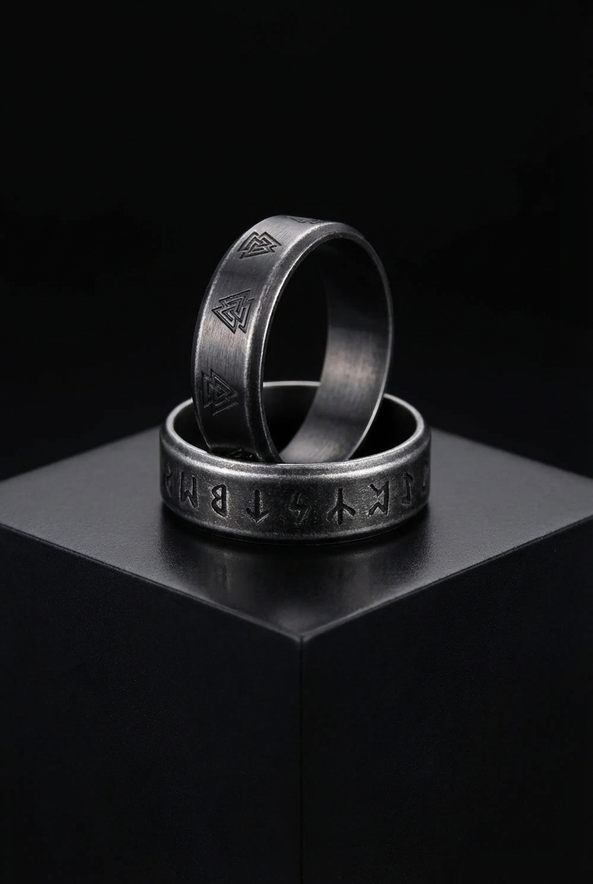 Odin's Runes - Stainless Steel Runic Ring - Viking Trinkets