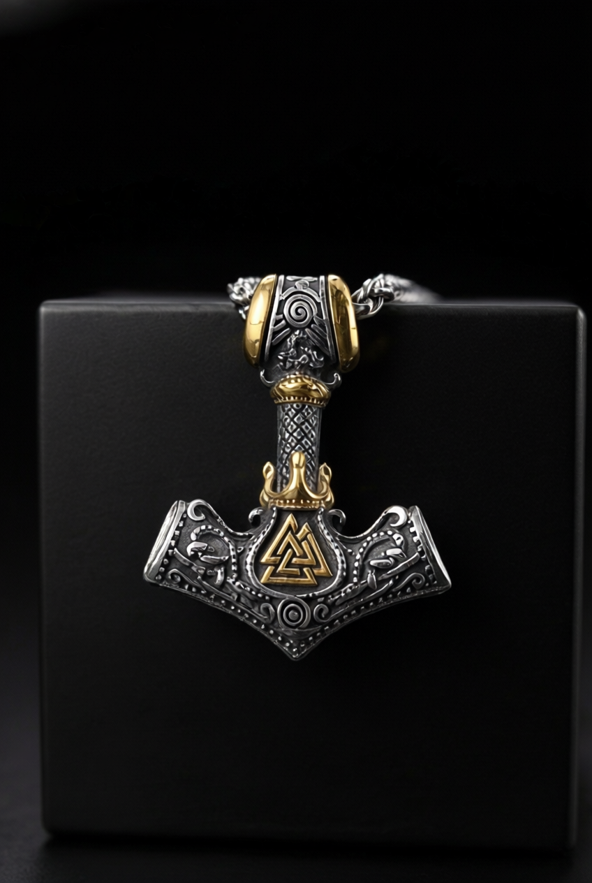 Wrathbringer - Stainless Steel Mjolnir Necklace - Viking Trinkets