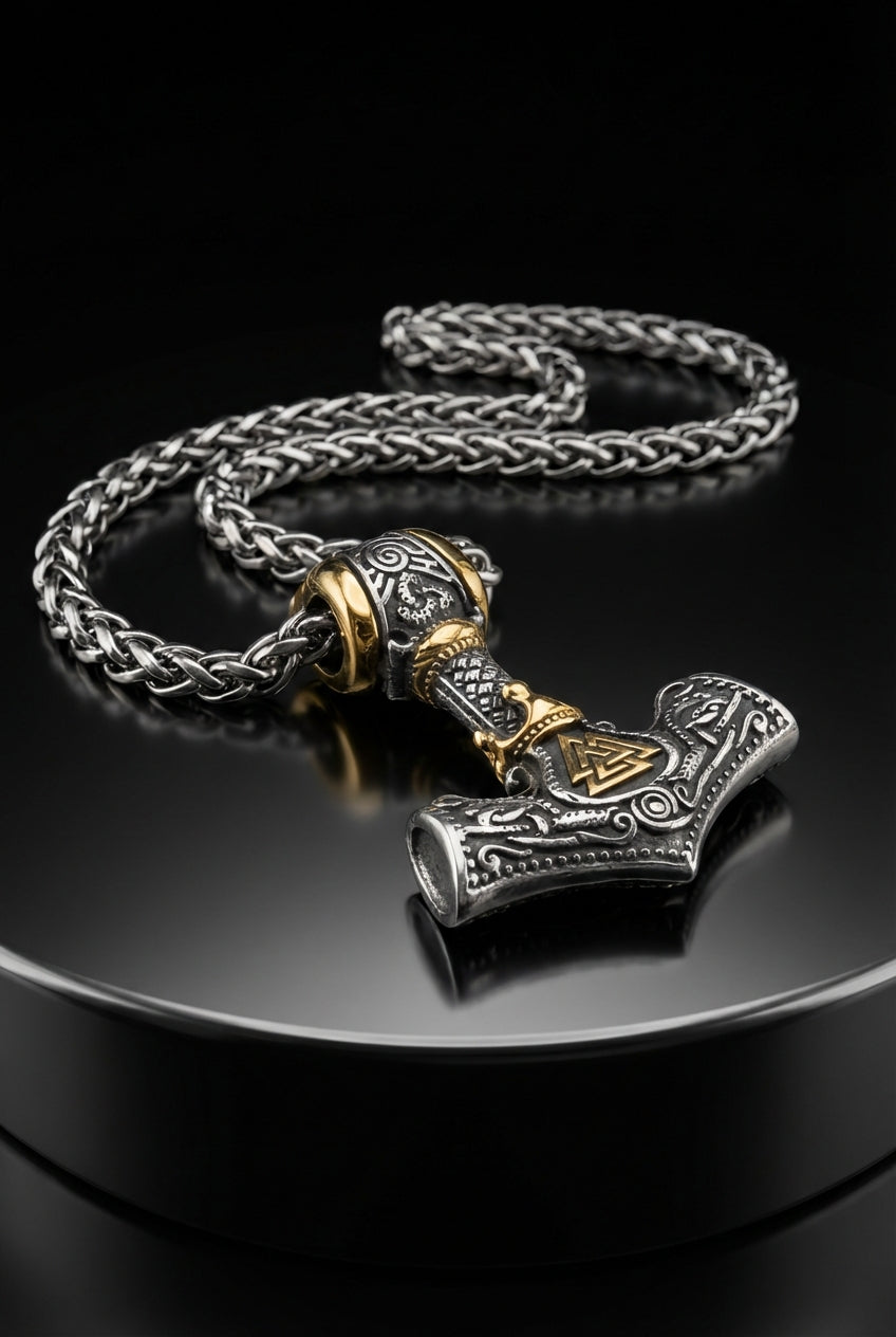 Wrathbringer - Stainless Steel Mjolnir Necklace - Viking Trinkets