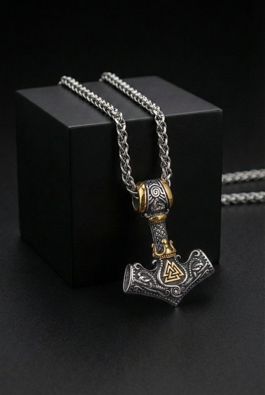 Wrathbringer - Stainless Steel Mjolnir Necklace - Viking Trinkets