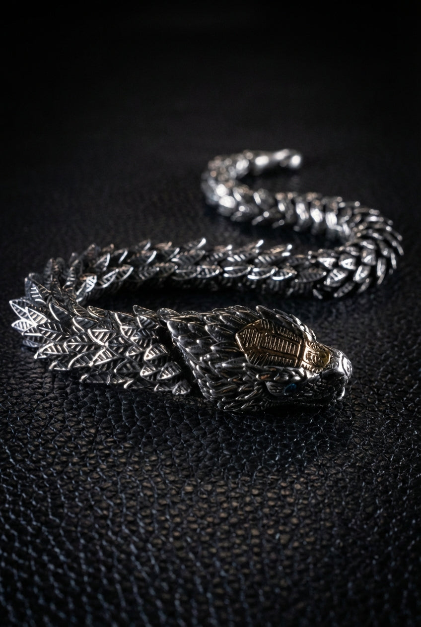 JÖRMUNGANDR - The World Serpent Bracelet | Handcrafted Stainless Steel Viking Jewelry
