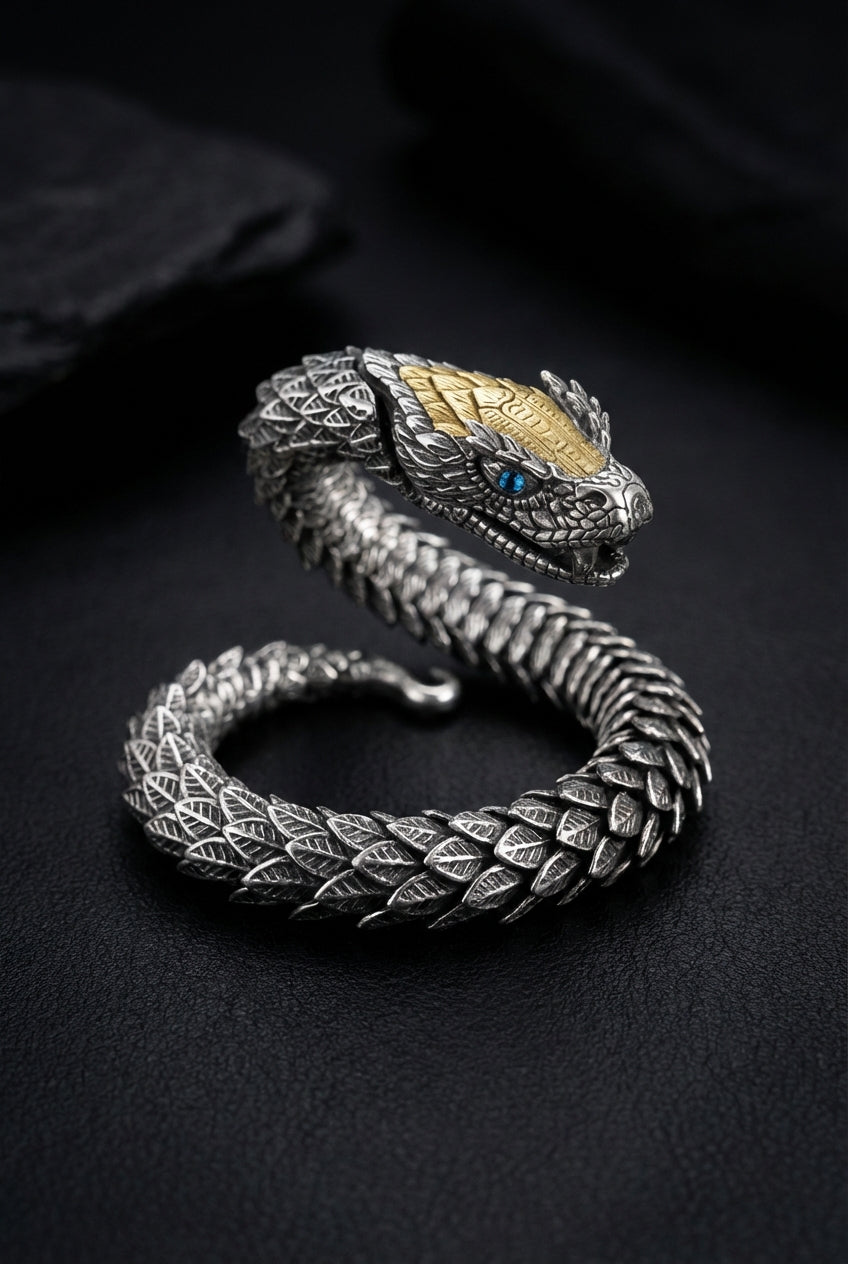 JÖRMUNGANDR - The World Serpent Bracelet | Handcrafted Stainless Steel Viking Jewelry