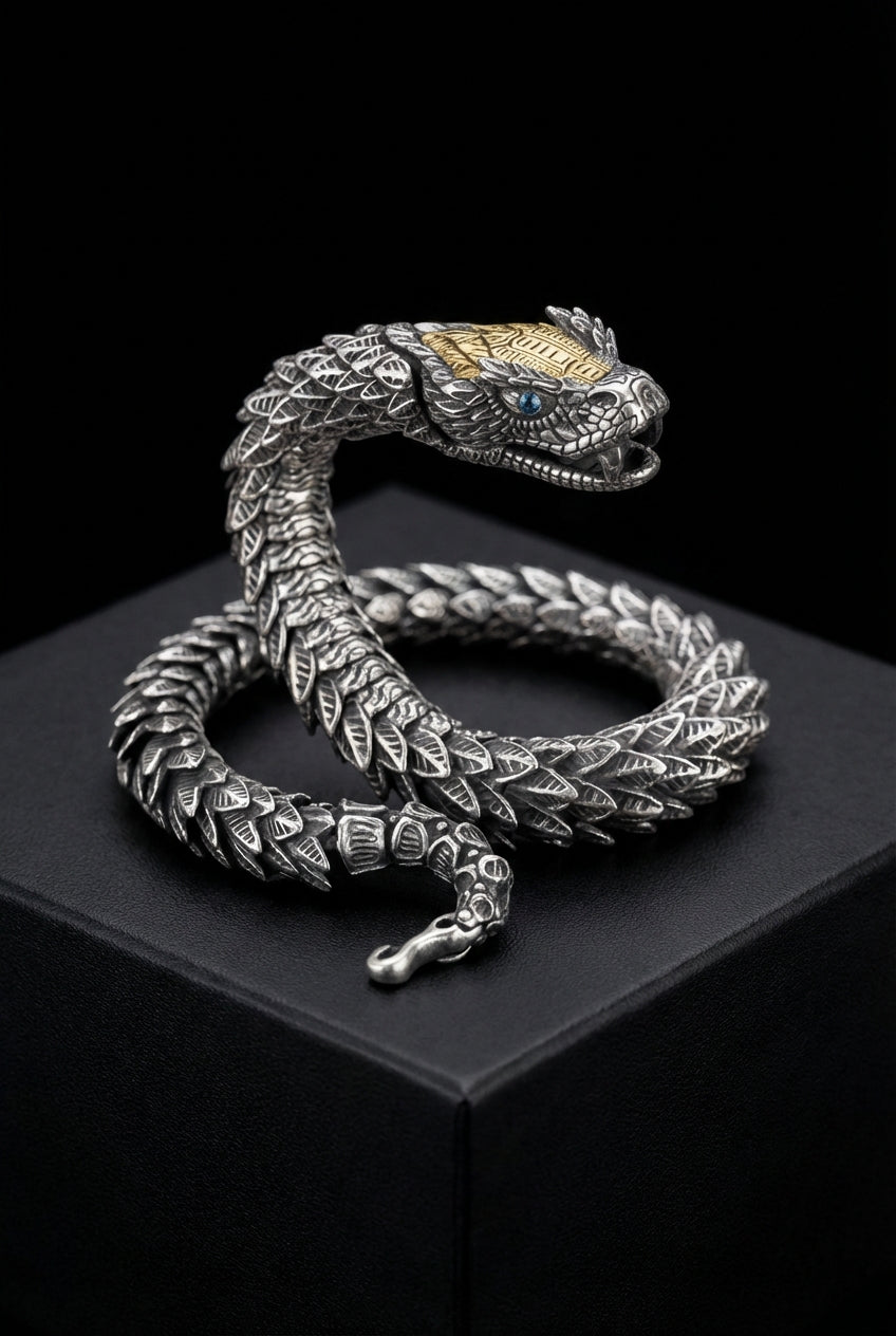 JÖRMUNGANDR - The World Serpent Bracelet | Handcrafted Stainless Steel Viking Jewelry