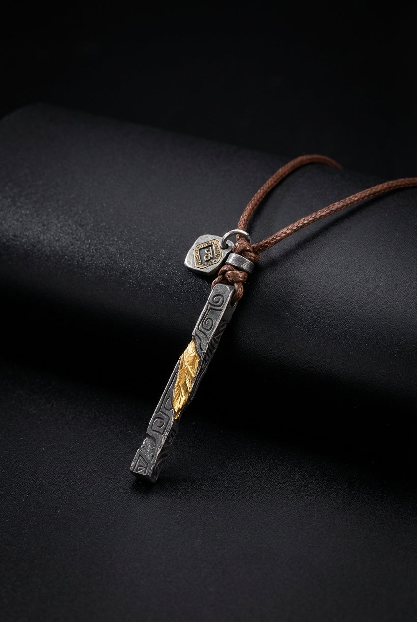 Prophet's Amulet | Sterling Silver Gold Inlay Viking Necklace