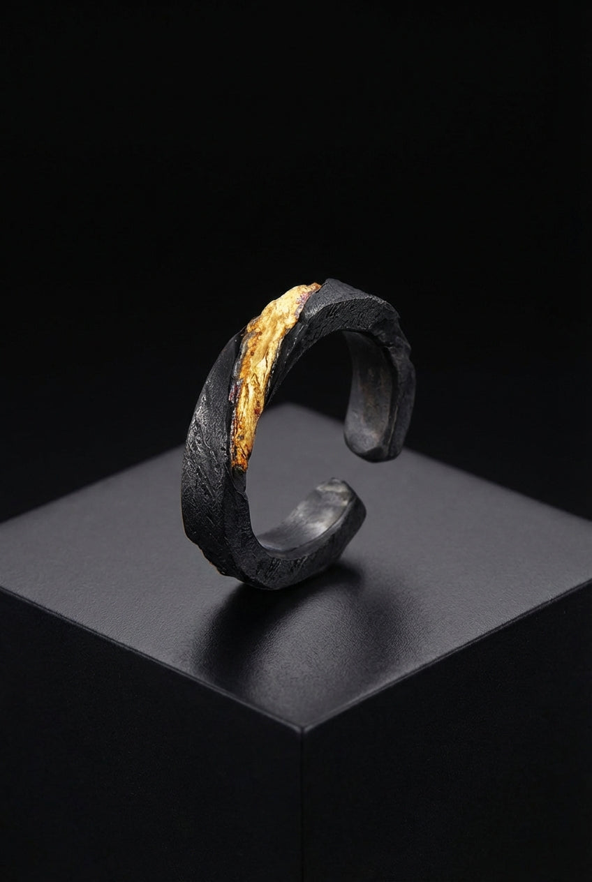 Prophet's Band - Sterling Silver with Gold Inlay Viking Ring - Viking Trinkets