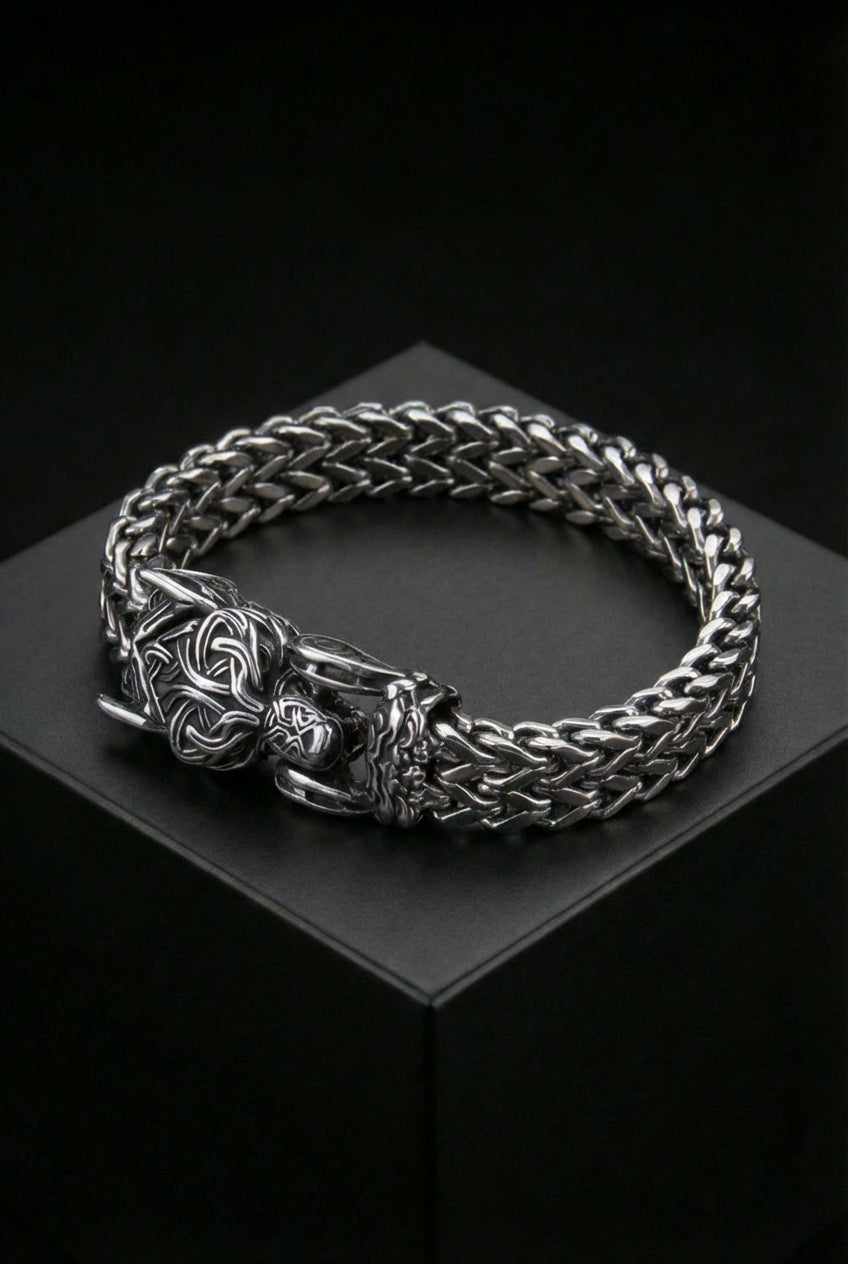 Fenrir - The Great Wolf - Stainless Steel Bracelet For Men