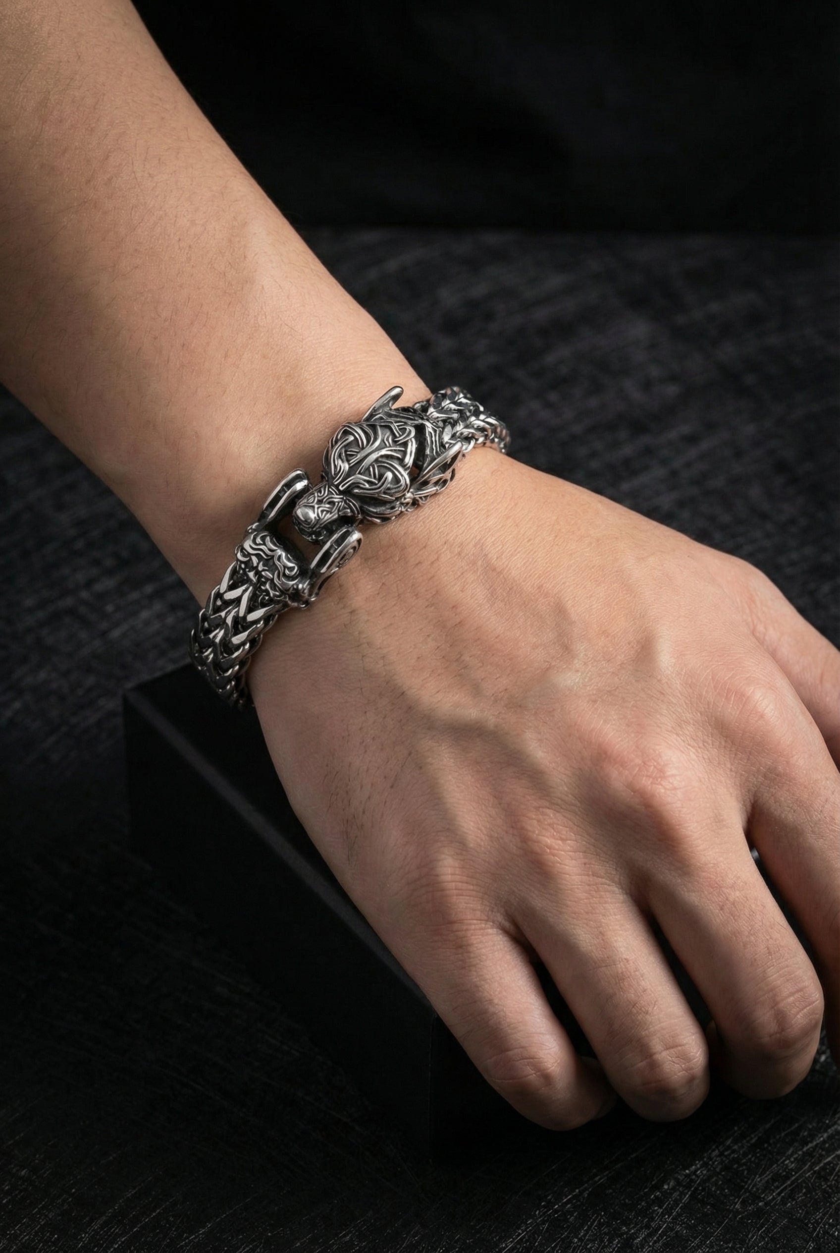 Fenrir - The Great Wolf - Stainless Steel Bracelet For Men