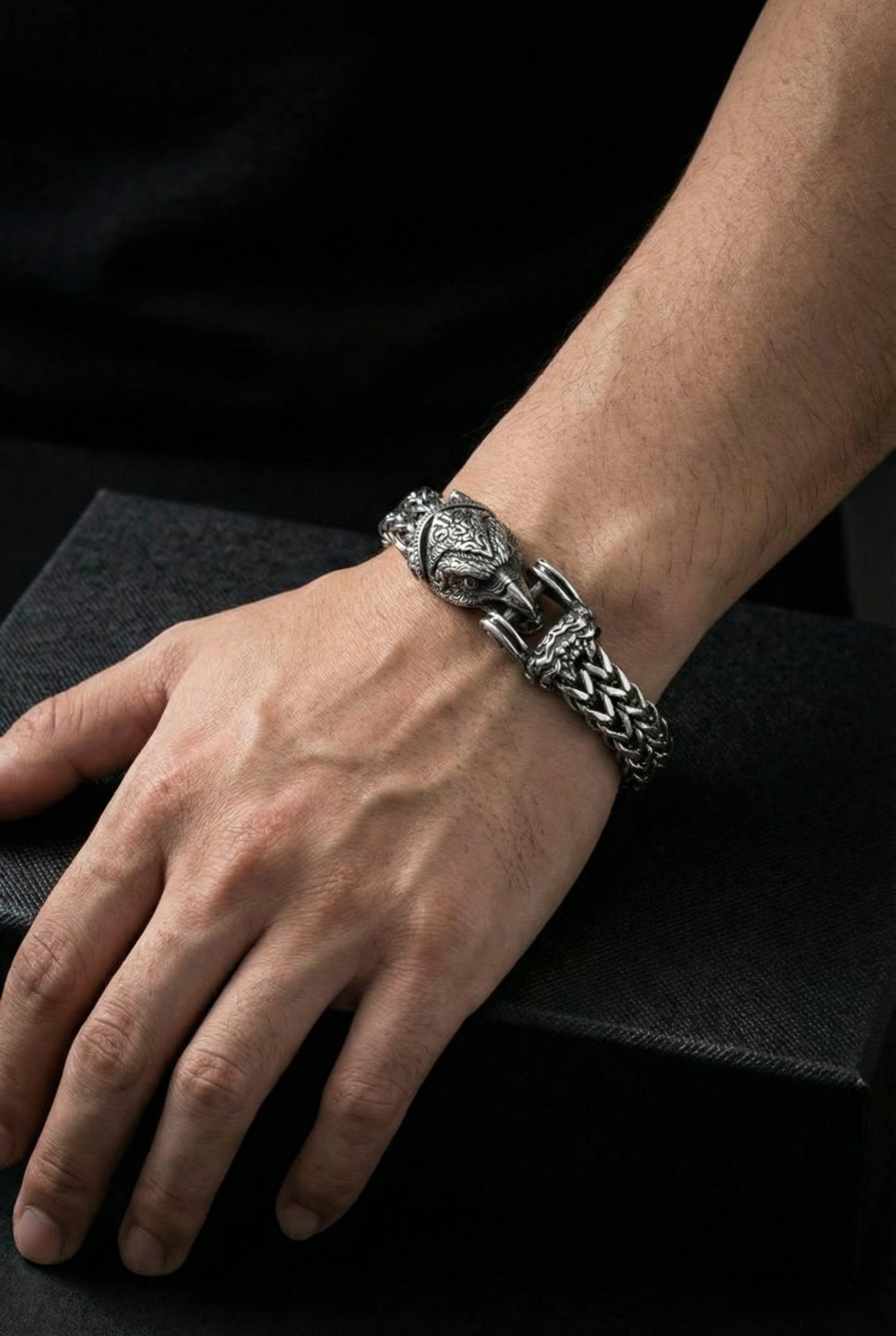 The Corpse Swallower - Hraesvelgr - Stainless Steel Eagle Head Bracelet - Viking Trinkets