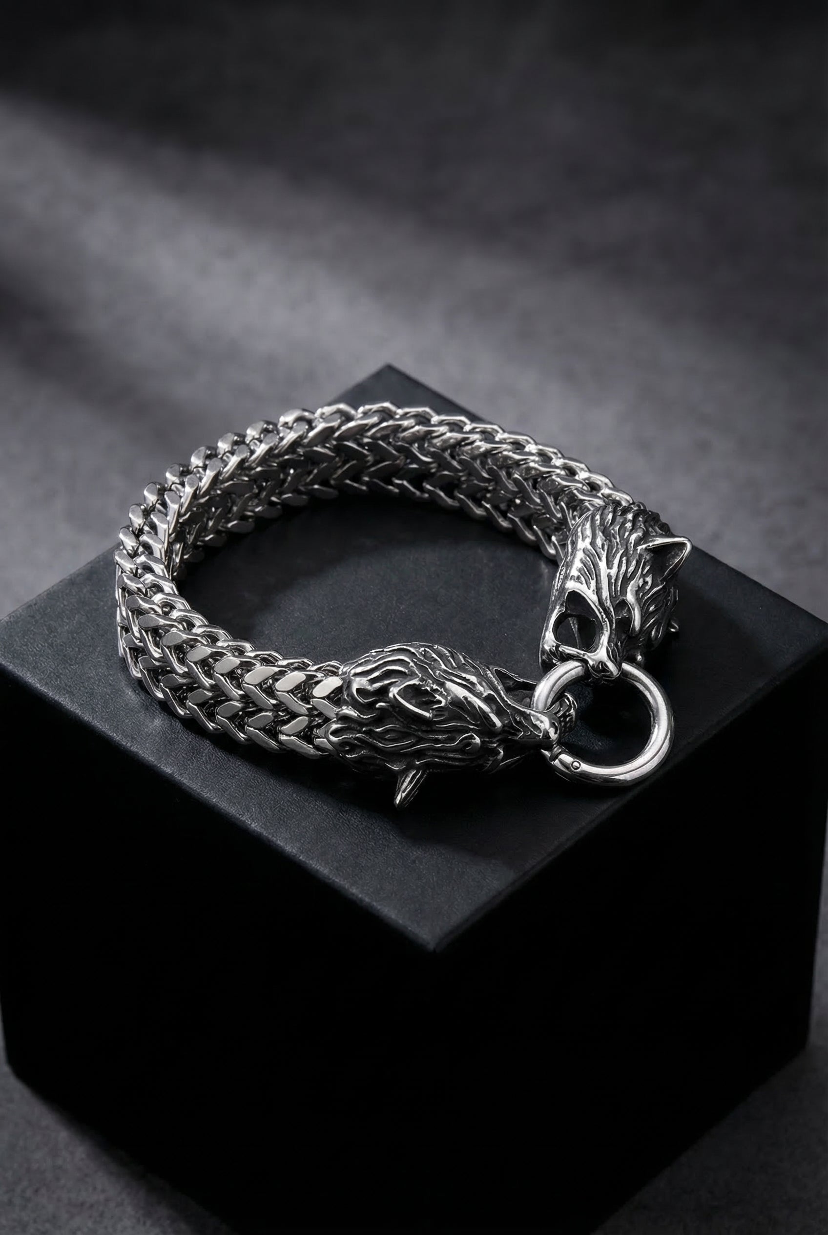 Fenrir's Bite - Stainless Steel Wolf Head Chain Pendant - Viking Trinkets