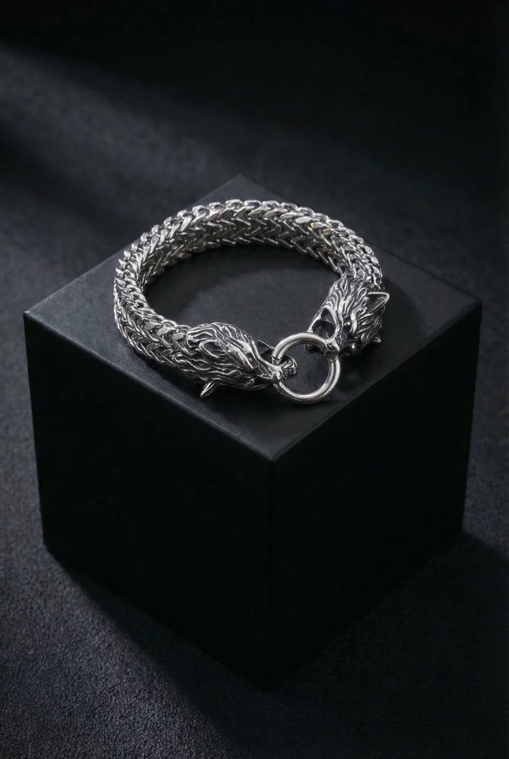 Fenrir's Bite - Stainless Steel Wolf Head Chain Pendant