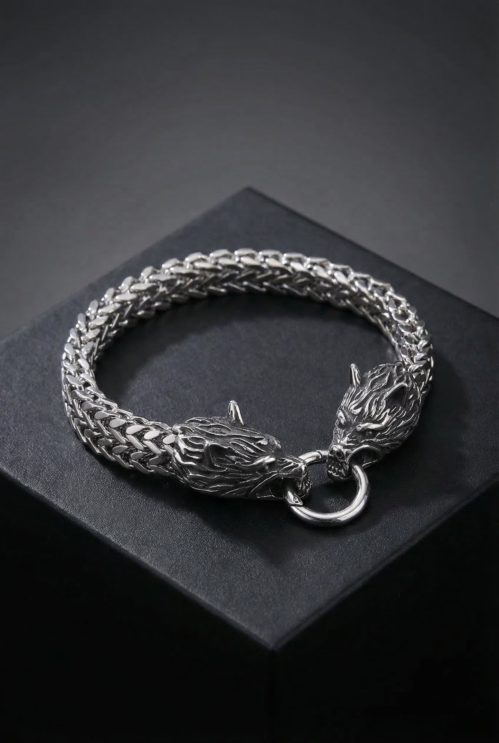 Fenrir's Bite - Stainless Steel Wolf Head Chain Pendant - Viking Trinkets