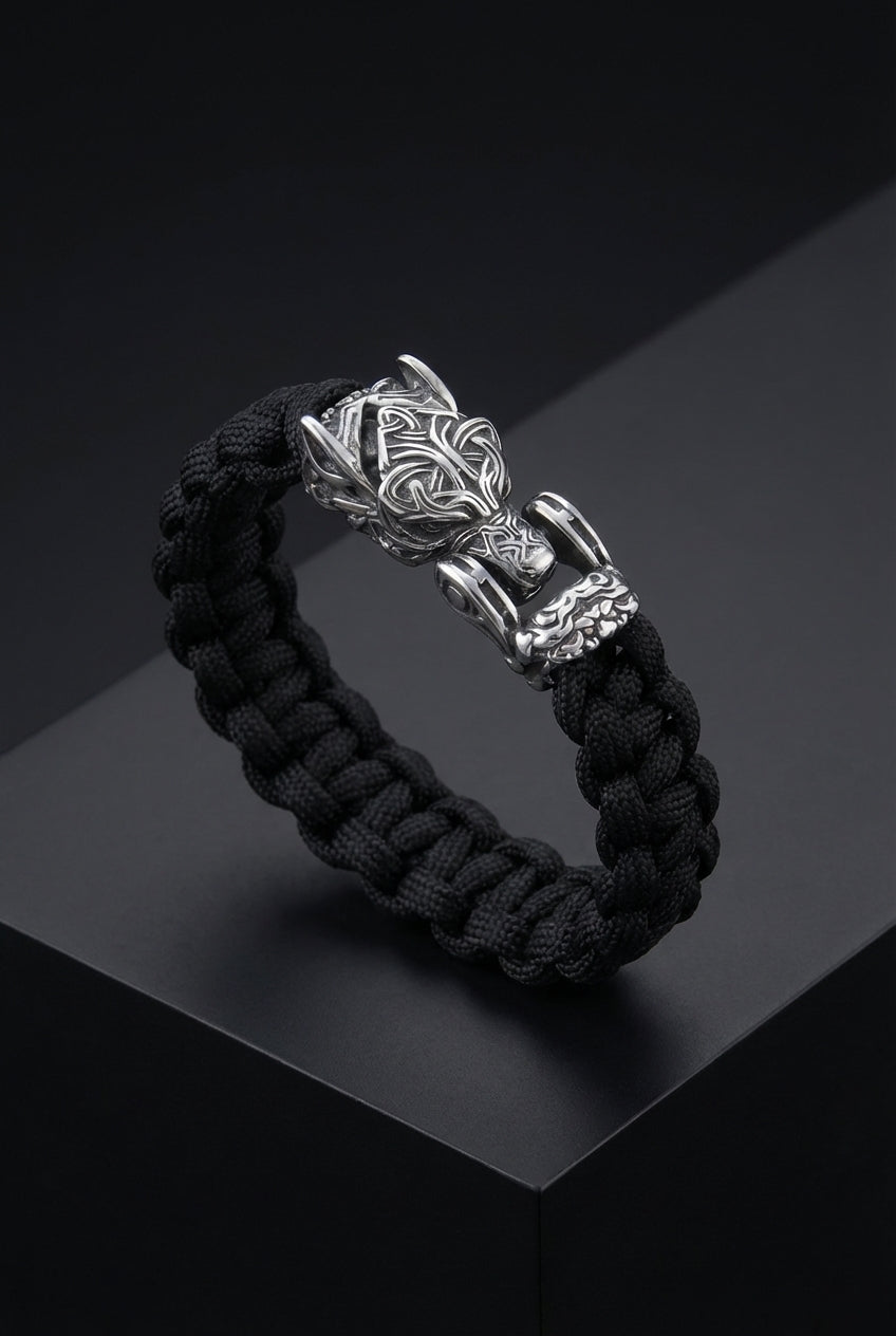 The Decimator - Bungee Cord Fenrir Head Bracelet - Viking Trinkets