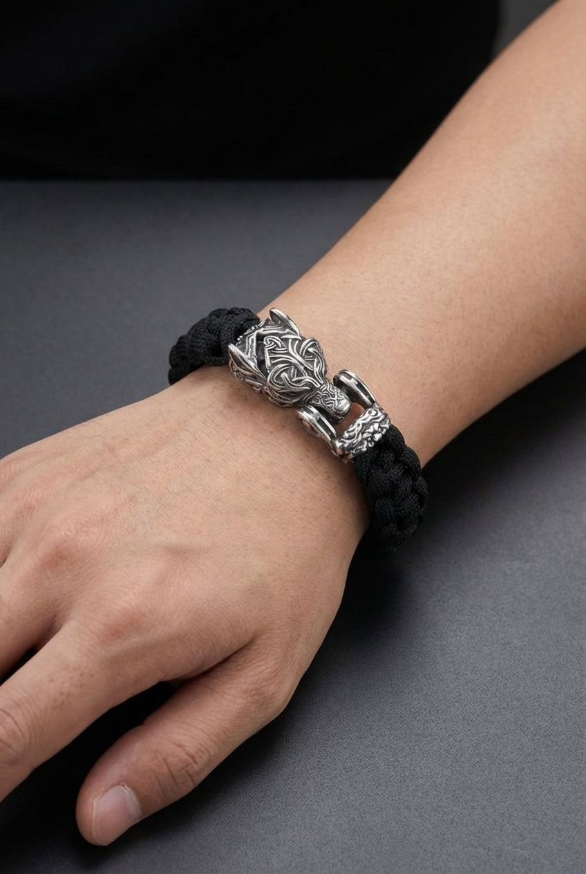 The Decimator - Bungee Cord Fenrir Head Bracelet - Viking Trinkets
