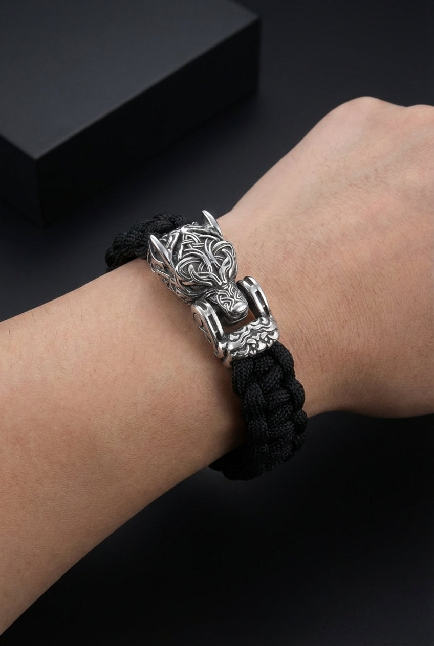The Decimator - Bungee Cord Fenrir Head Bracelet - Viking Trinkets