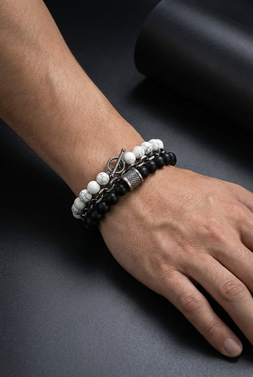 Garmr's Armlet - Stainless Steel Energy Bead Bracelet - Viking Trinkets
