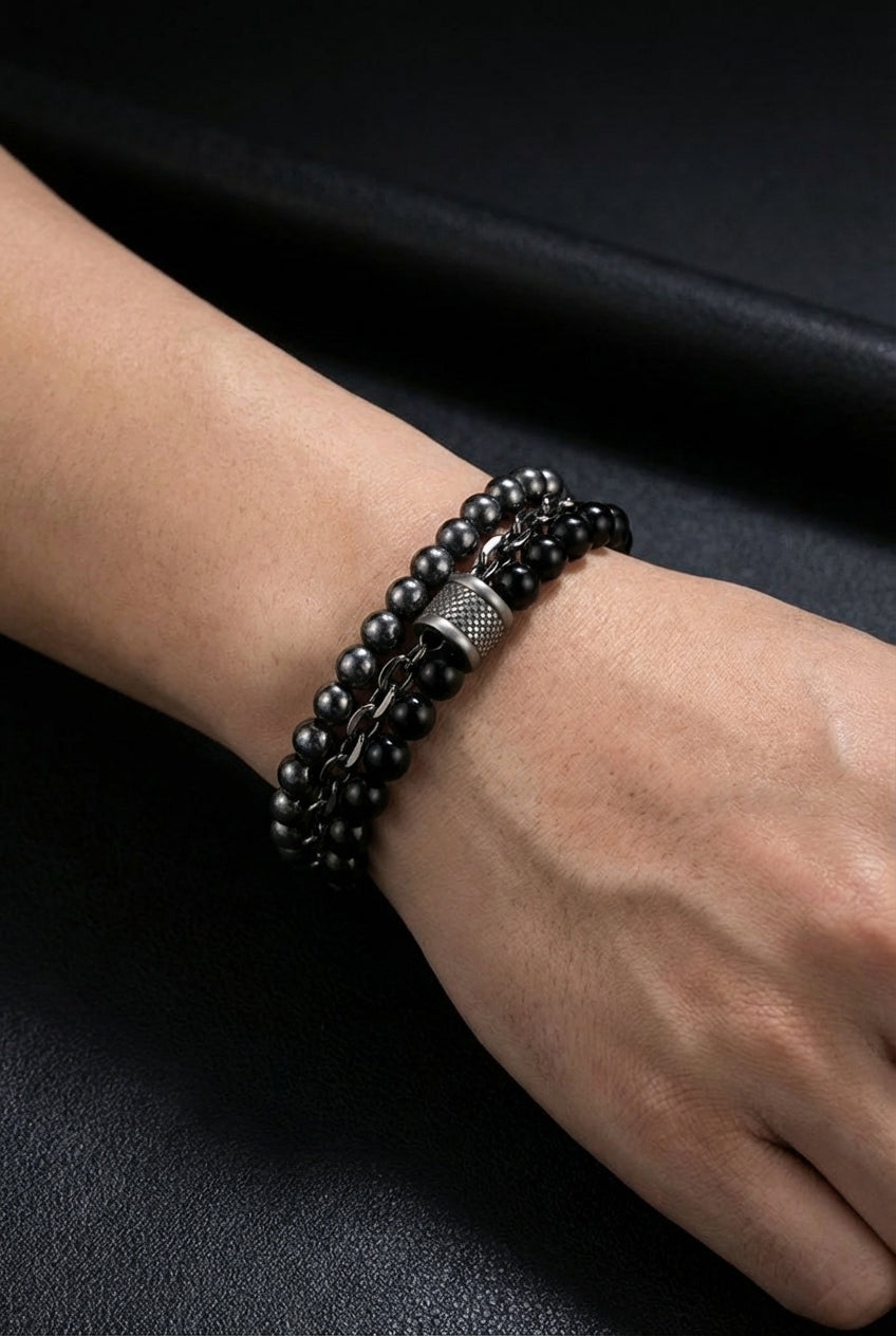 Garmr's Armlet - Stainless Steel Energy Bead Bracelet - Viking Trinkets